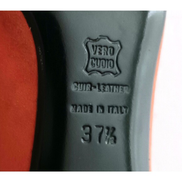 VTG Renee Mancini Paris Dk Orange Suede/Leather Cap Toe Low Heel Pump 37.5 US 7N - Picture 8 of 9